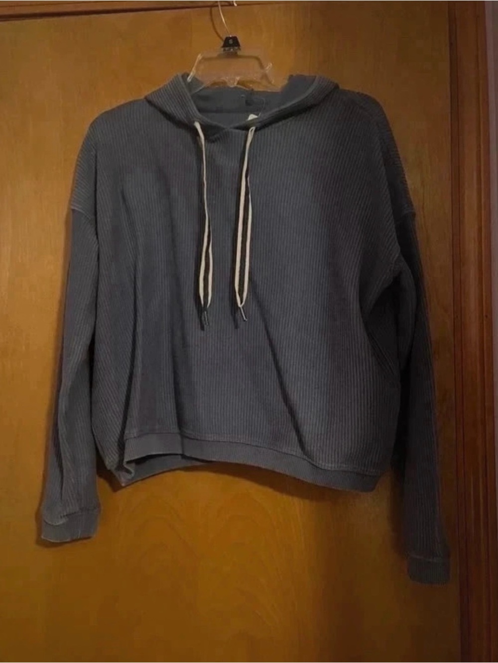 Aerie Ribbed Blue hooded sweatshirt NWT